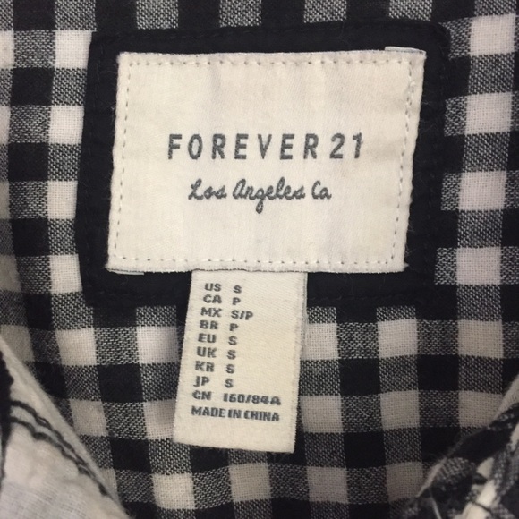 Forever 21 Black & White Check Button Down Flannel - Picture 3 of 6